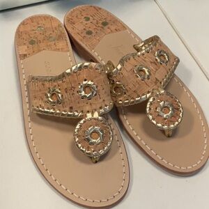 Jack Rogers Jacks Flat Cork and Gold Sandals